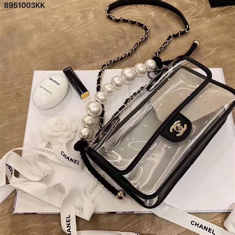 chanel pearl bag cost|Chanel clear tote bag.